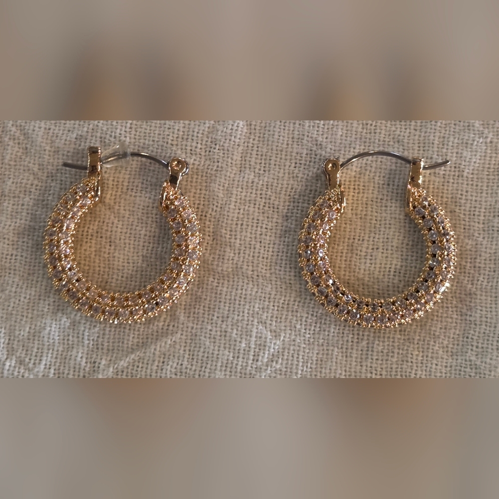 Gold Crystal Pave Hoop Earrings - Elegant Women’s Jewelry